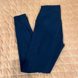 90 Degree By Reflex High Waist Side Pocket 7/8 Ankle Legging - Navy - Small